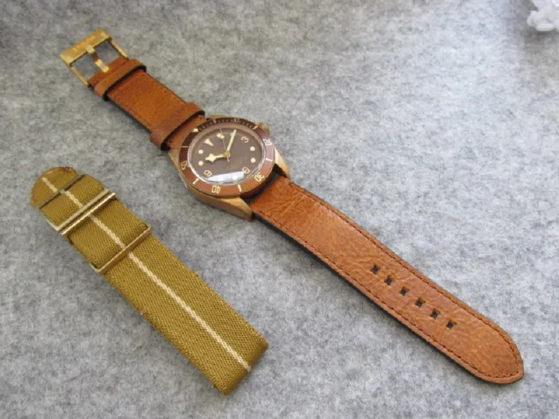 Cinturino Nato 43mm Cassa in bronzo Orologio da uomo invecchiato automatico 2824 movimento 79250BB Orologio da polso in vetro zaffiro V4 di alta qualità casual 2134