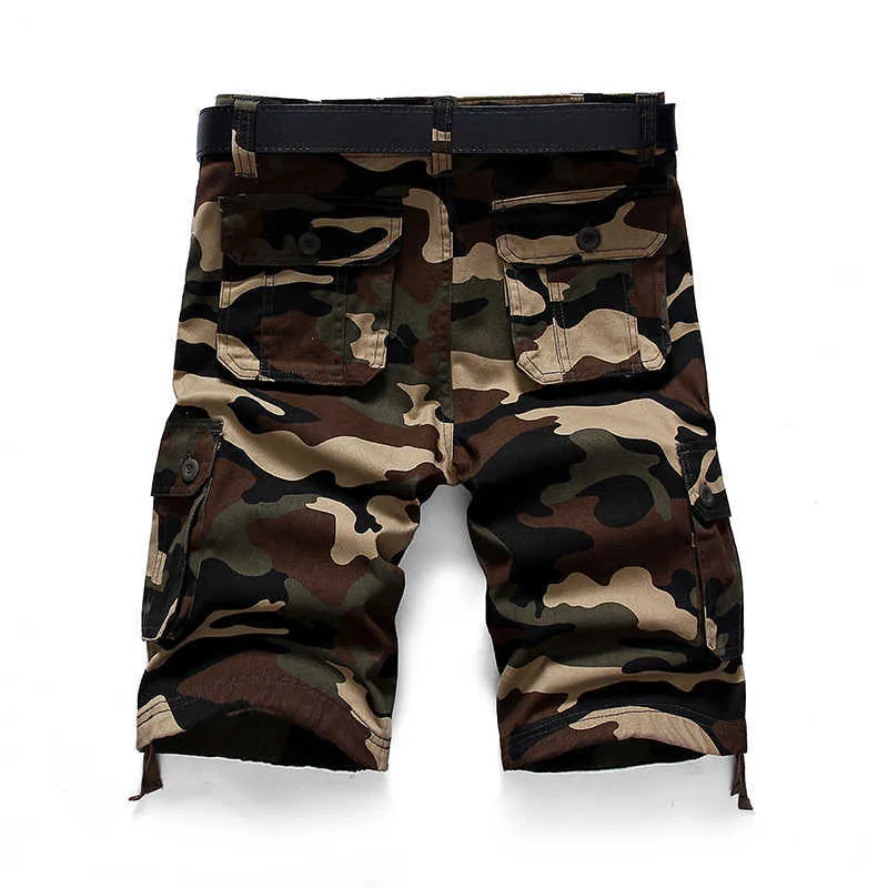 Camouflage Camo Cargo Shorts Uomo Estate Casual Cotone Multi-tasca Allentato Esercito Militare Tattico Plus Size 44 210713