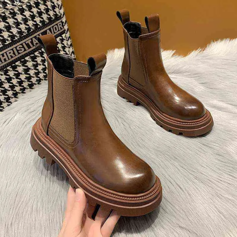 2022 Winter Chelsea Boots Women Autumn Spring Platform Witte enkellaarzen voor vrouwen bont korte gotische schoenen Y220706