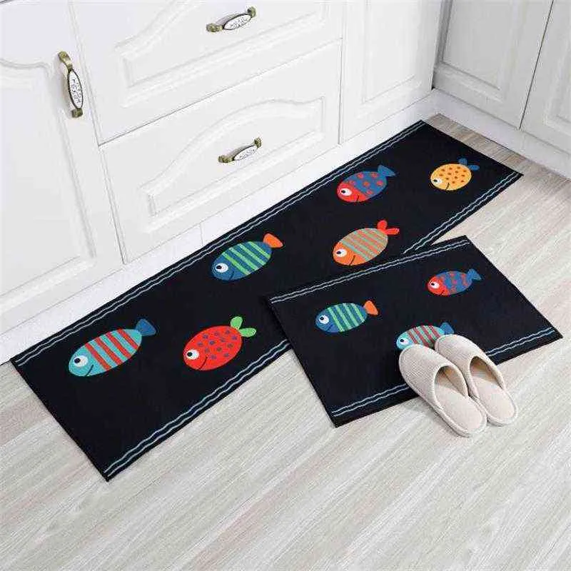 Tapis de cuisine nordique simple anti-dérapant long tapis dessin animé salle de bain entrée paillasson salon balcon tapis de sol tapis de prière 211109