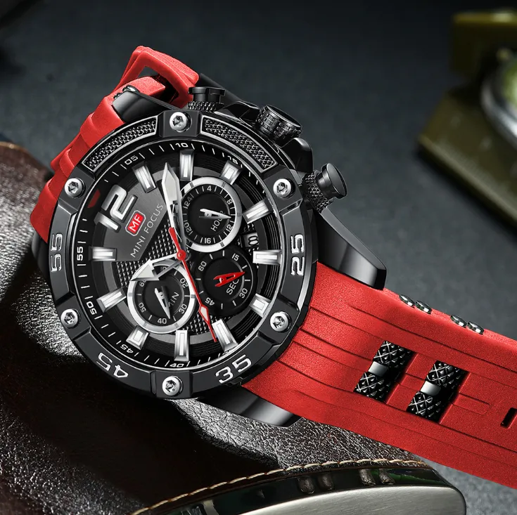 Ao ar livre mini foco multifuncional luminoso dial quartzo relógios masculinos relógio moda esporte silicone banda relógios de pulso com trabalho sub244n
