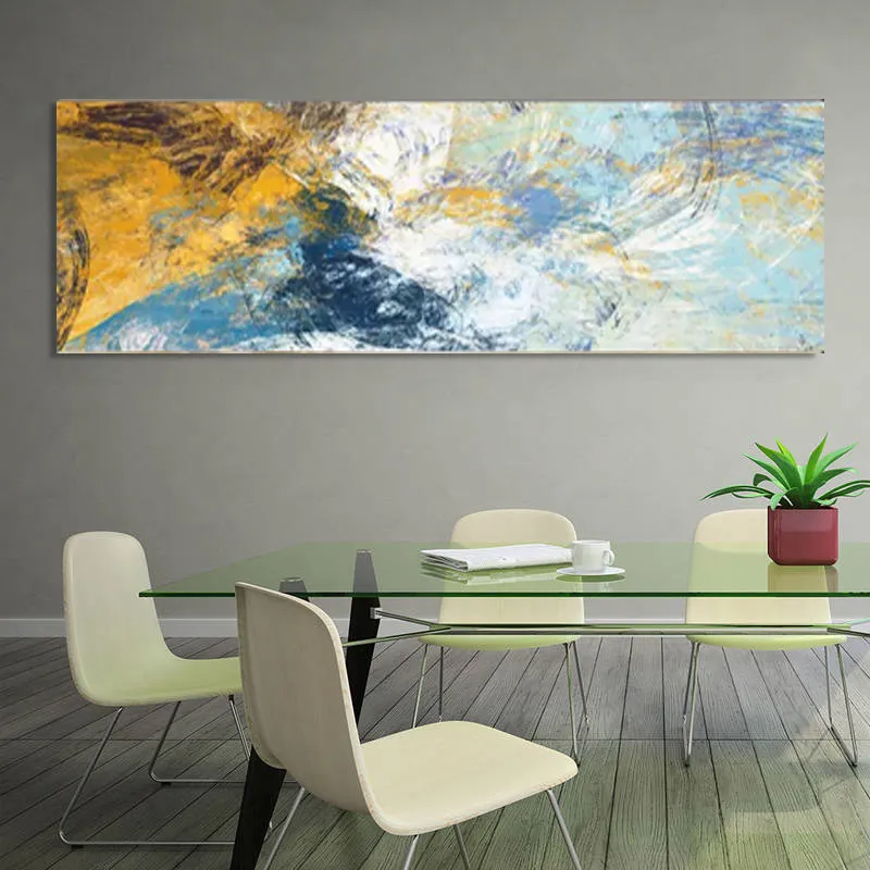 Gelbe blaue abstrakte Linien Gemälde moderne Wandbilder für Wohnzimmer Leinwand Drucke psychedelische nordische Poster7117840