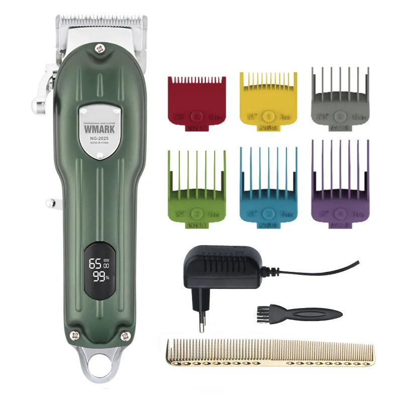 WMEL NG-2025B All-metalen draadloze haarsnijden machinehaar Clipper met LCD-display 2500mAh 6500 rpm 9Cr18 Blade 220216