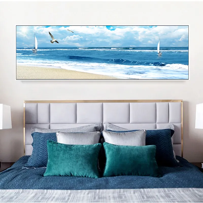 Cuadros de arte de pared, pinturas de paisaje marino de nubes rosadas, carteles e impresiones, imágenes para sala de estar, paisaje, arte moderno