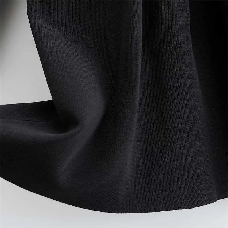 Za Knit Mini Black Dress女性長袖宣言カジュアルスリムエレガントドレス女性シックAラインvestidos 210602