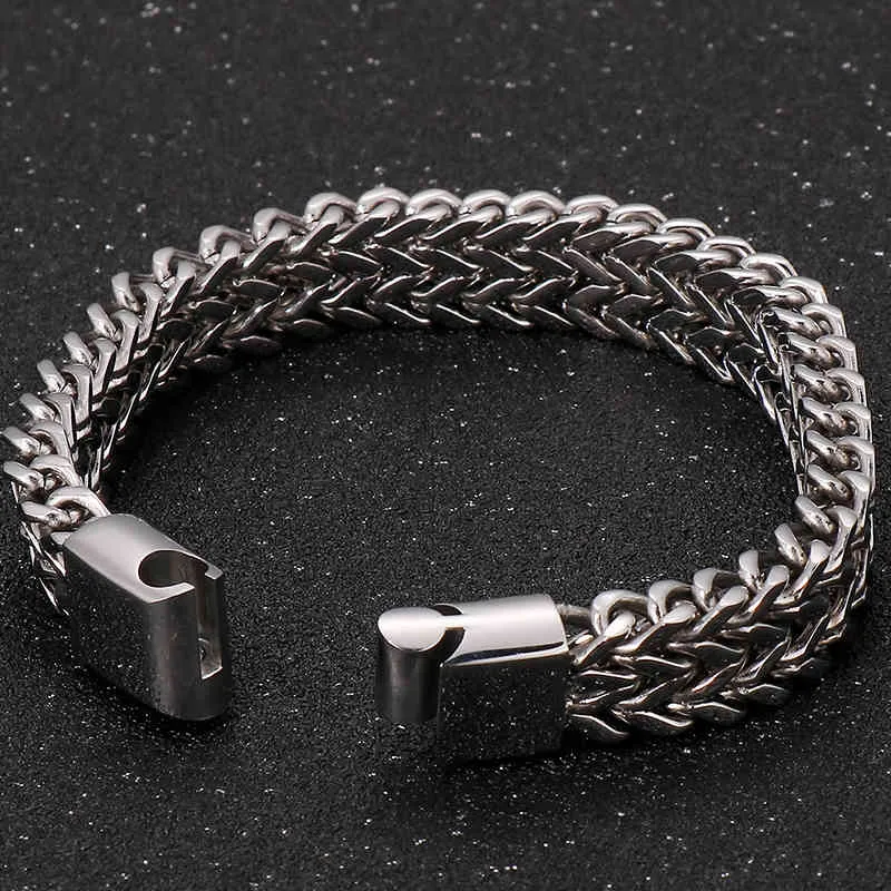 Pulseras de cadena de doble hilera de 12MM para hombre, pulsera de acero inoxidable de es 2021 para hombre, asas de llegada con cierre magnético de 18/20/22CM