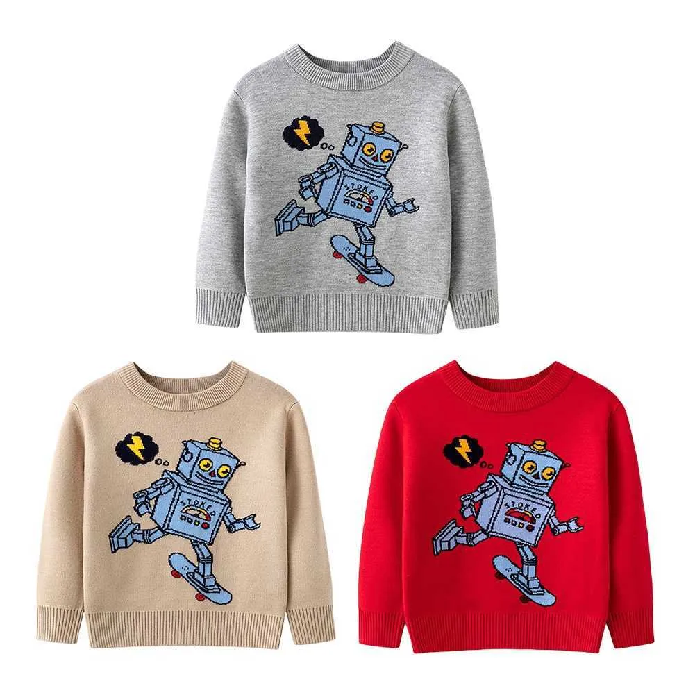 Autumn Winter Robot Printed Sweaters for Boys And Girls Y1024