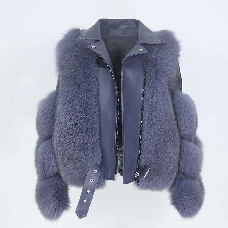 MENINA BONITA Véritable Manteau De Fourrure Gilet Veste D'hiver Femmes Fourrure Naturelle En Cuir Véritable Survêtement Détachable Streetwear Locomotive 211018