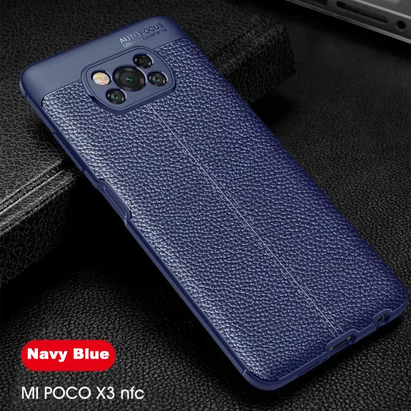 Casos de capa de volta para Xiaomi Poco X3, Caso de telefone celular de couro PU com amortecedor de silicone macio para mi poco m2 f2 pro x2 x3 nfc