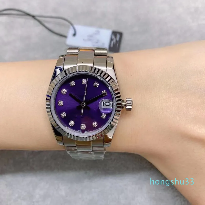 2021 relógio feminino de alta qualidade, vidro de safira, mostrador de alvenaria, aço inoxidável, data automática, fecho dobrável, 6 modelos3486