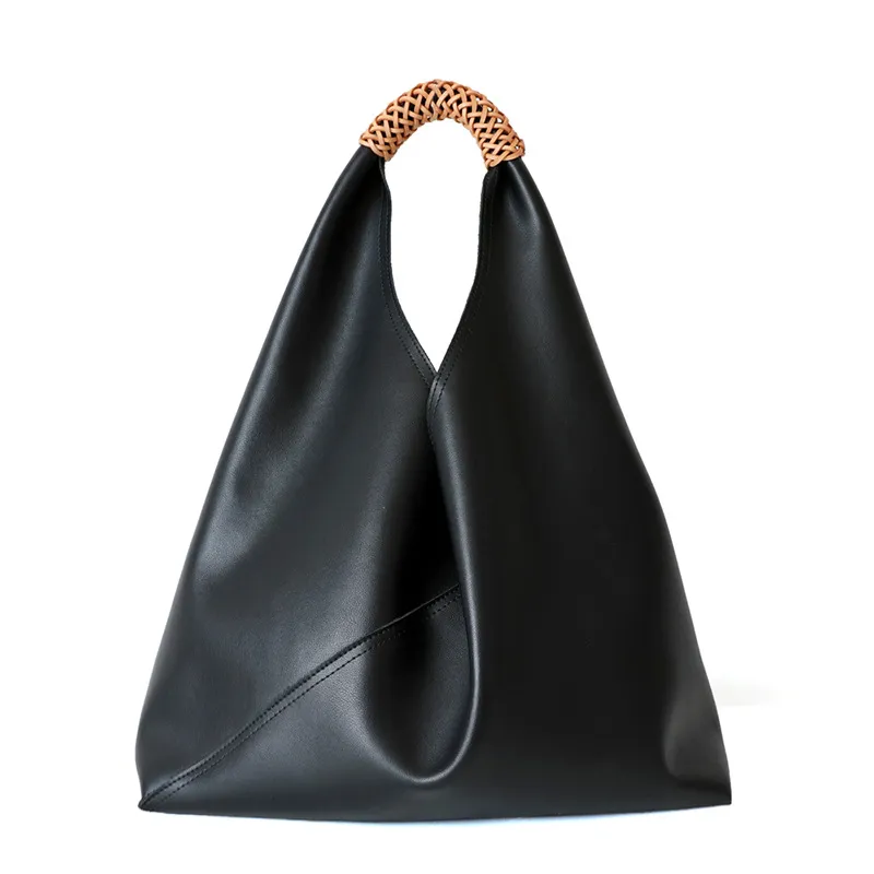 Borsa a mano in pelle bovina di design di nicchia moda Joker borsa a tracolla intrecciata con cuciture minimaliste borsa tote ascella geometrica261v