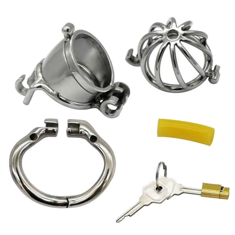 NXY Cockrings Ergonomisk Rostfritt Stål Stealth Lock Male Chastity Device Cage Penis Ring Belt S076 0214