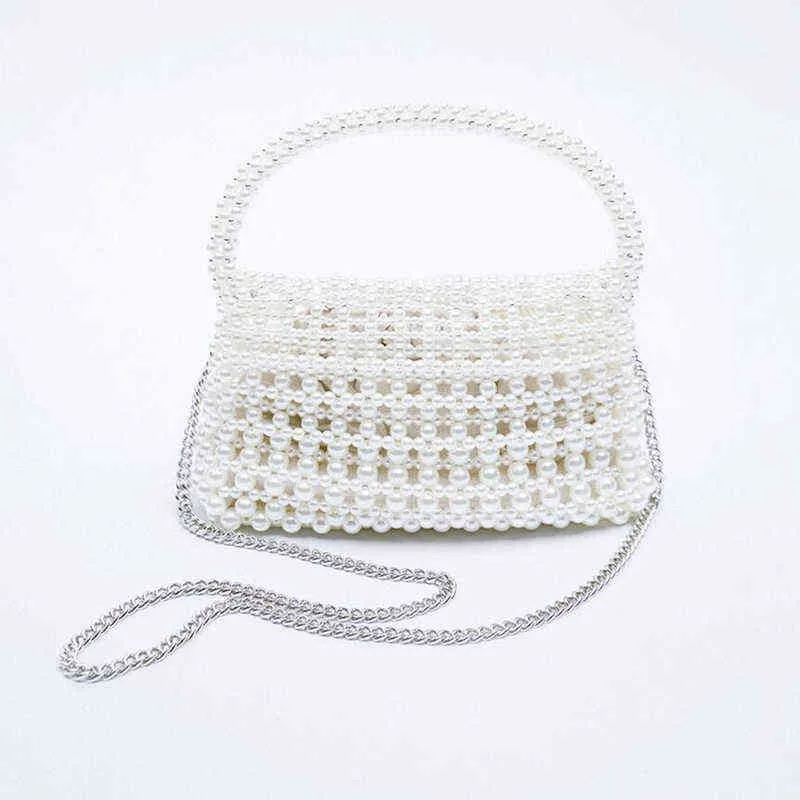 Shopping Bags Mini Pearls Beaded Woven Party Elegant Women's Trend Summer Luxury Brand Vintage Handbag 220303