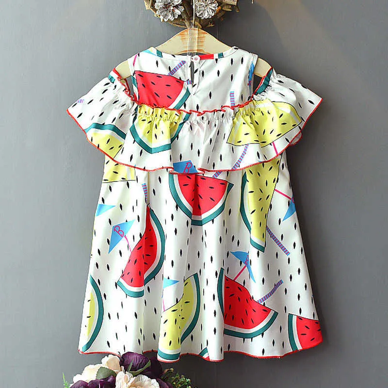 LOVE DD&MM Girls Dresses Summer Children's Clothing Cute Girl Fashion Strapless Watermelon Print Ruffled Doll Dress 210715