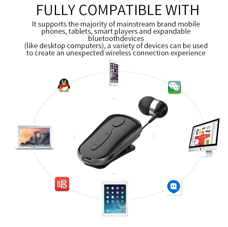 Crtone K36 Mini Wireless Bluetooth Chamadas de fone de ouvido Lembre -se de vibração Driver de clipe de clipe Auriculares para telefone7779635