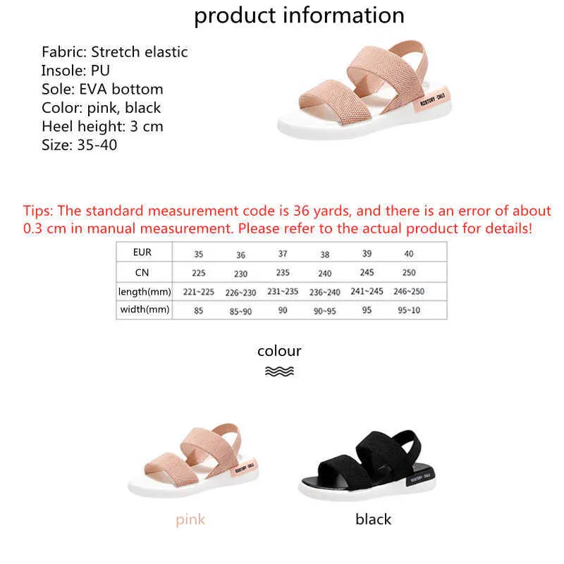 Sandales de sport pour femmes en tissu extensible confortable Mode d'été à bout ouvert Chaussures décontractées plates 2021 Nouveau EVA Chaussures pour femmes antidérapantes Y0721