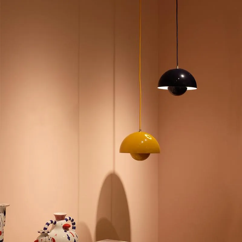 Duński projektant wiszący światło Verner Panton Flowerpot Żółta lampa wisiorka Kreatywna minimalistyczna sypialnia sypialnia sypialnia Lampka LAMP296C