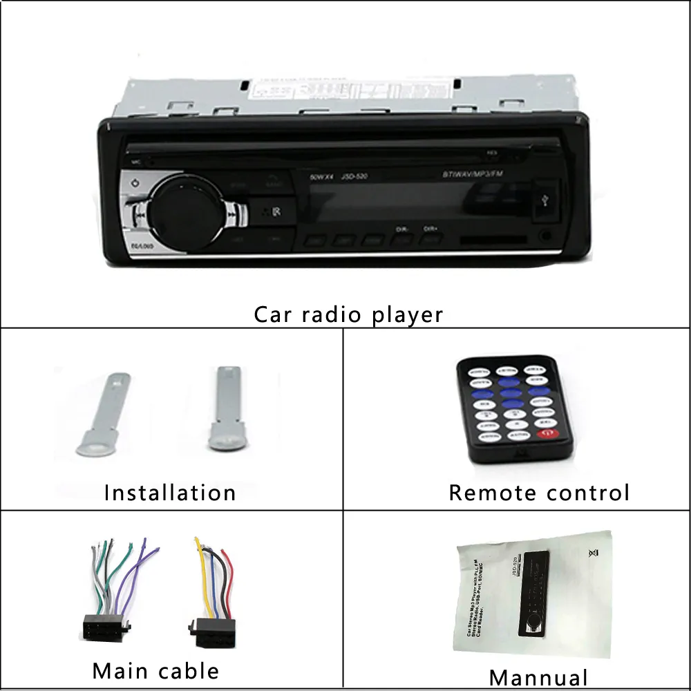 Podofo Receptor Estéreo 1din In-Dash Car Radios 12 V Bluetooth Autoradio MP3 Player Radio Cassete Gravador 1 DIN Remote Control