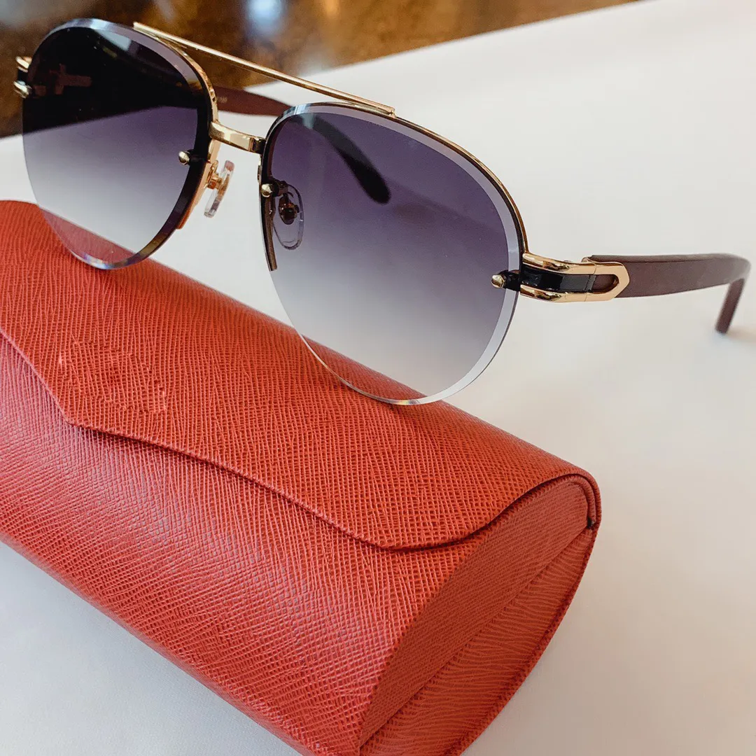 مصمم نظارات شمسية للرجال نصف إطار بيضاوي أزياء شهيرة UV400 خشب الساق الرجال تصميم نظارات الشمس كبيرة الحجم عتيقة على الطراز الرجعية VE289G