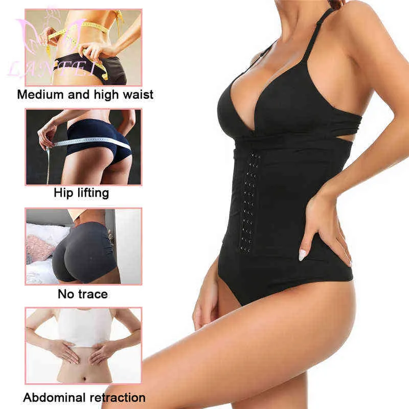 Lanfei Vrouwen Hoge Taille Thong Panty Shaper Tummy Control Slipjes Afslanken Body Shapers Butt Lifter Ondergoed Schede Belly Slips G1227