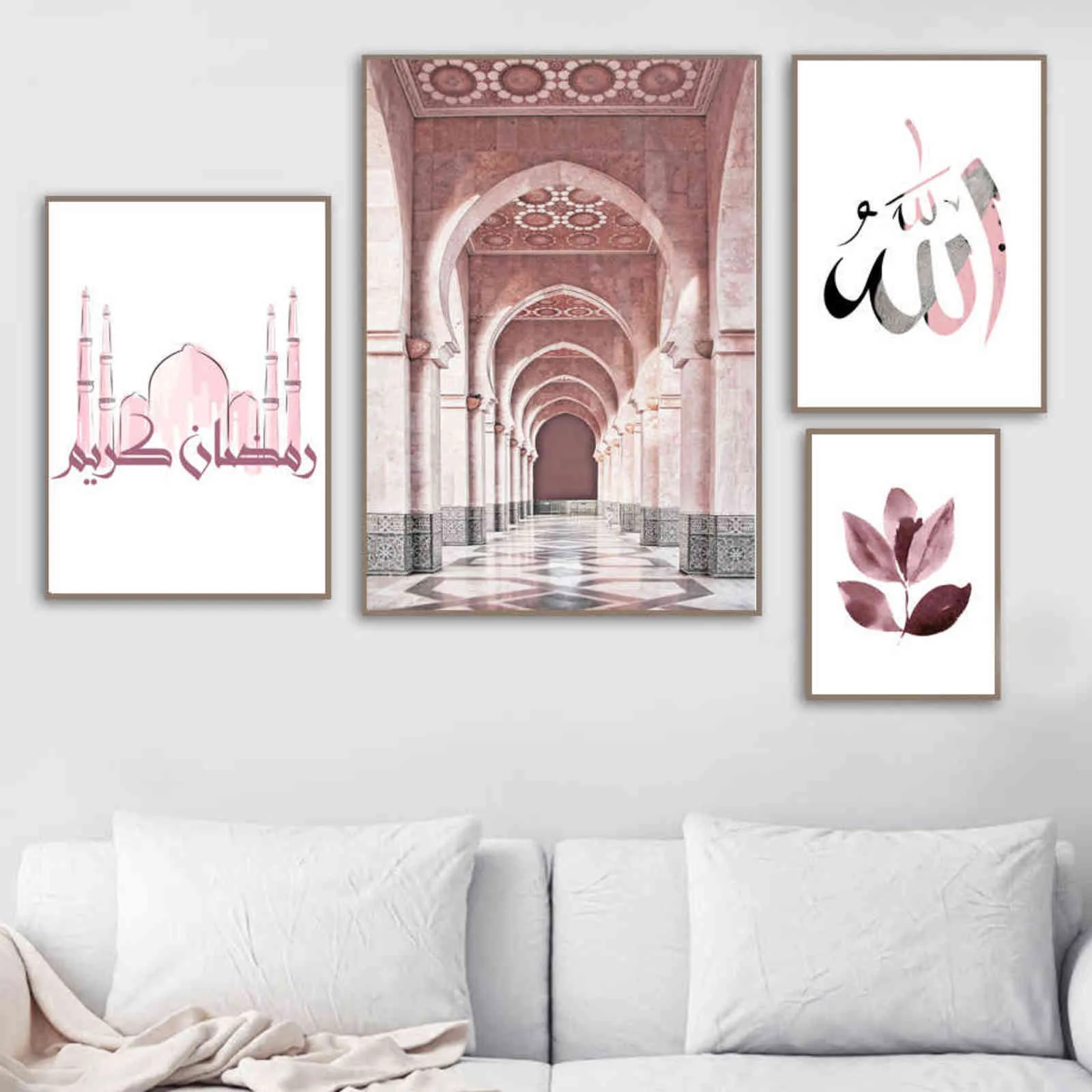 Moroccan Mosque Arabic Calligraphy Islamic Poster Wall Art Print Canvas Painting Nordic Wall Pictures For Living Room Decoration H1110