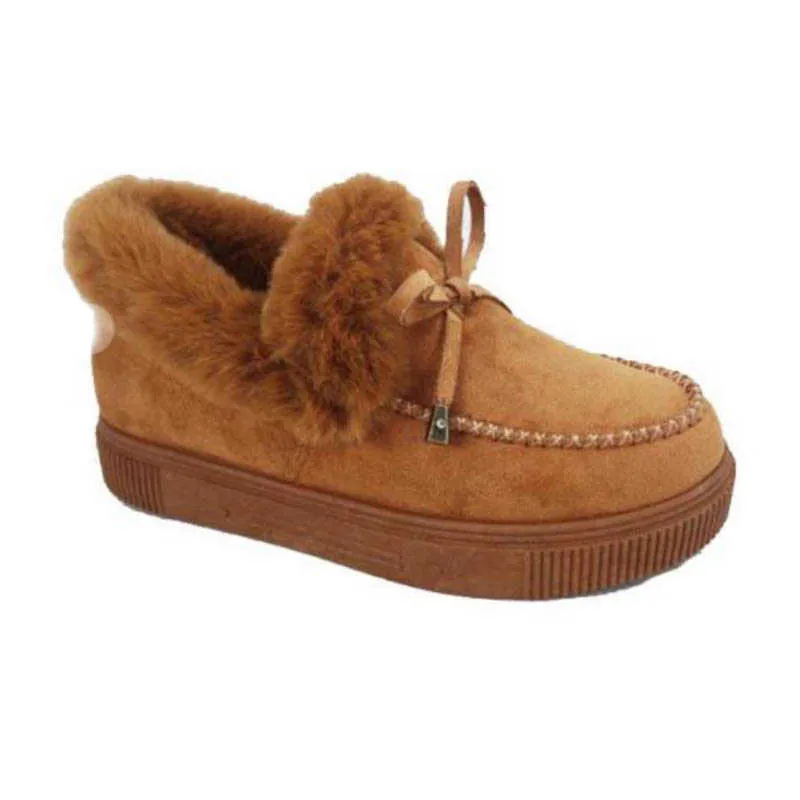 2021 nowych kobiet zimowe bawełniane buty damskie Bowknot pluszowe ciepłe buty na śnieg dorywczo jednokolorowe płaskie krótkie buty Furry Zapatos Mujer H0906