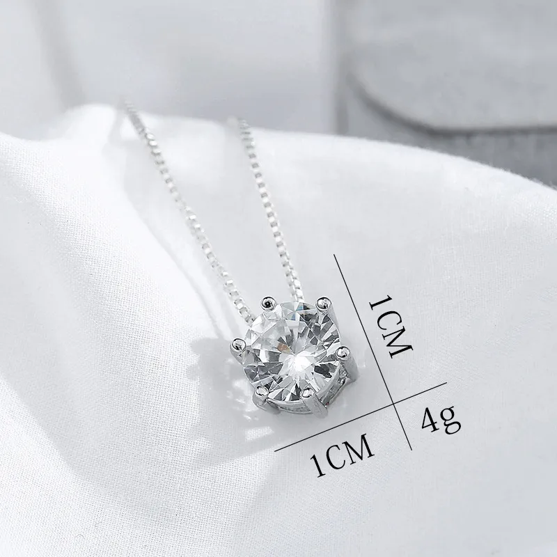 Colgante de plata 925 para mujer, joyería nueva a la moda, collar con colgantes simples Retro redondos de circón de cristal de alta calidad
