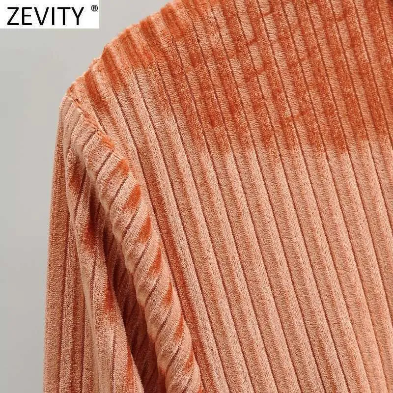 Zevity女性のファッションoネックソリッドカラーベルベット膝のドレス女性バックジッパーカジュアルスリムパーティーvestidoシックなドレスDS4805 210603