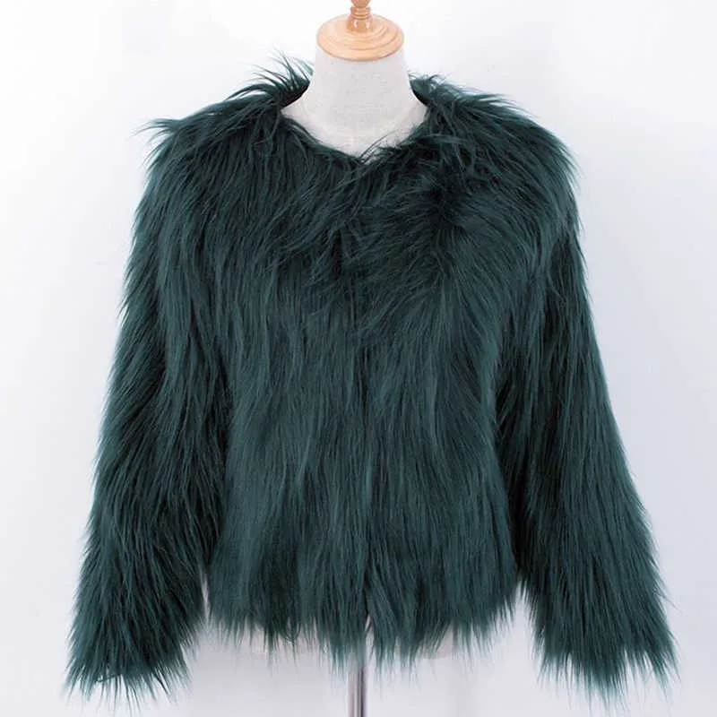 Manteau de fausse fourrure femmes hiver luxe manteau chaud mode mince fourrure solide couleur épaisse manteau femme à manches longues pardessus veste femme 210928