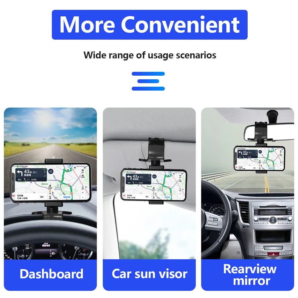 Bil 720 grad Rotation Dashboard Holder Auto Multipurpose Cell Phone Clip Mount Stand