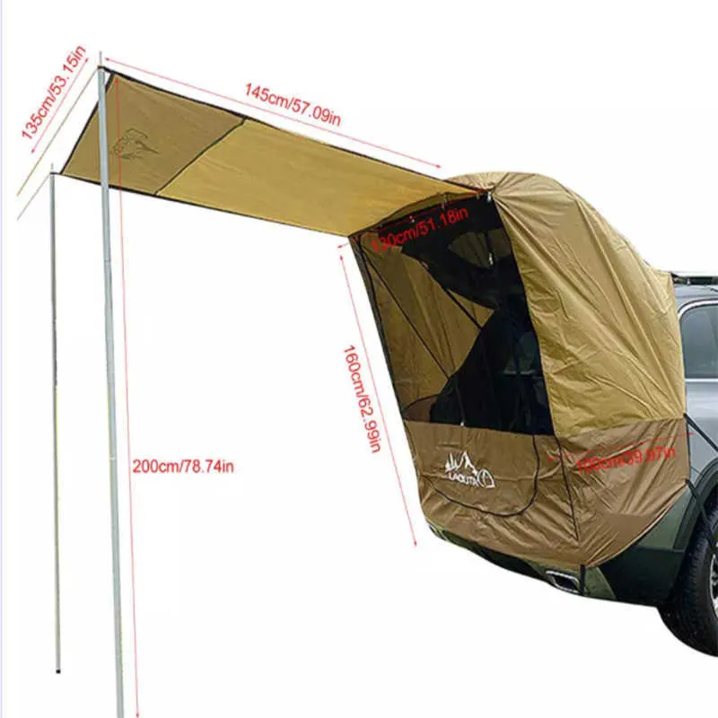 Автомобильный багажник Палатка внедорожника SUV Sunshade Sun Healter Палатка дождевременная задняя палатка простой Motorhome для самостоятельной вождения Барбекю Кемпинг Y0706