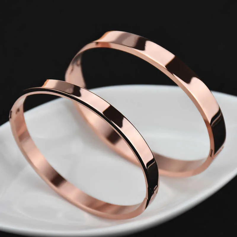 Aço inoxidável em branco manguito pulseira ouro preto pulseira feminino masculino 4mm 6mm 8mm oval minimalista jóias amante casal presentes polido q4885218