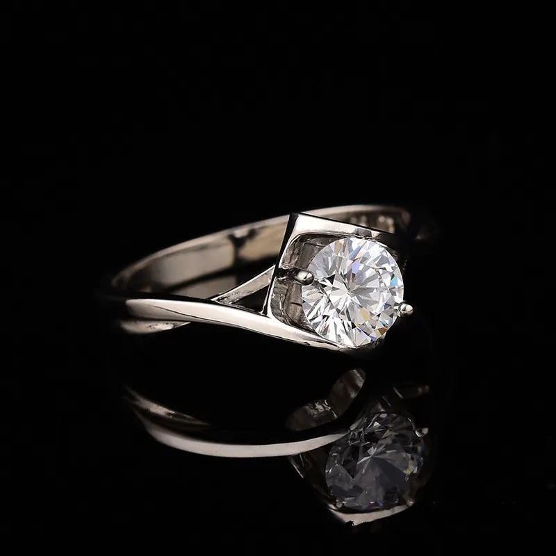 1ct D Kolor Moissanite Wedding Angel Kiss Silver 925 Hollow Heart Pierścienie dla kobiet Fine Jewelry
