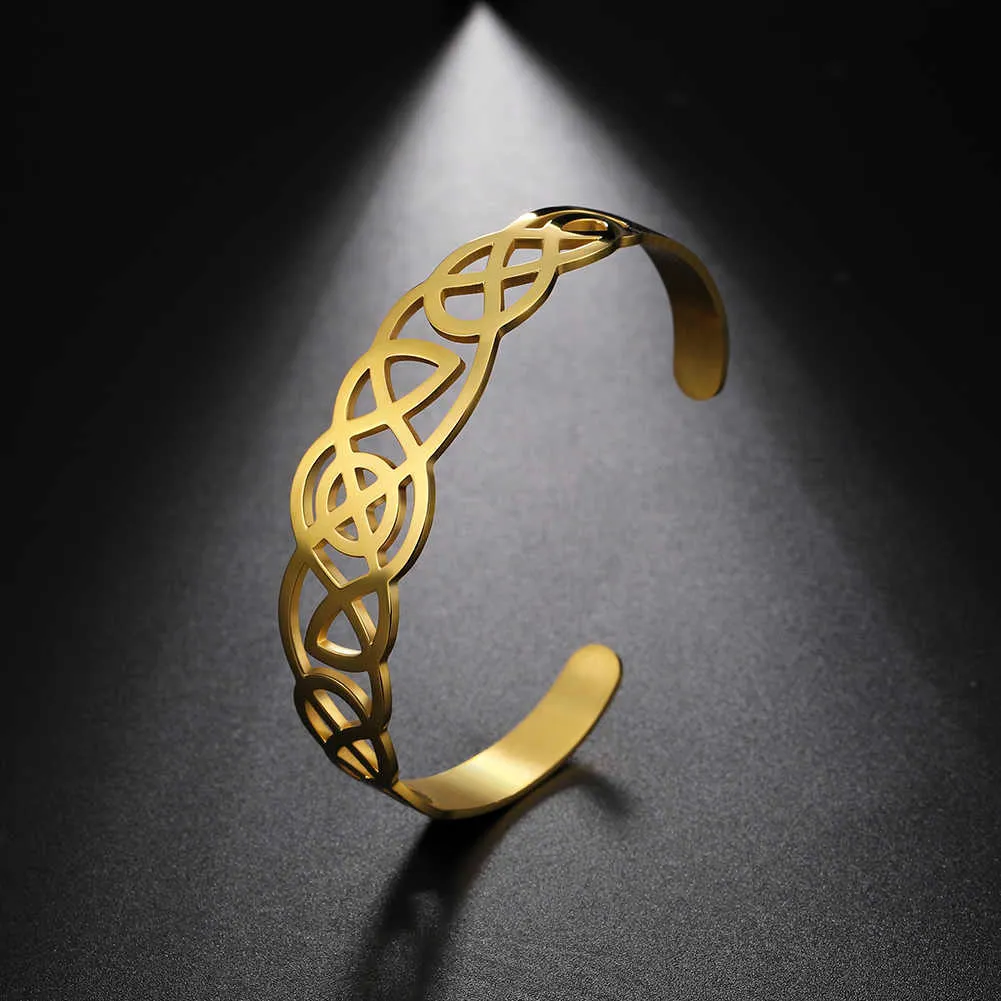 Skyrim vintage rvs celtics knoop armbanden knipsel goud kleur verstelbare mannen vrouwen paar manchet armbanden sieraden cadeau q0719