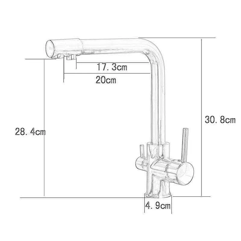 Luxe Chrome Messing Pure Water Keukenkraan Dual Handvat en Koud Drinkwater 3-weg Filter Keuken Mixerkranen 211108