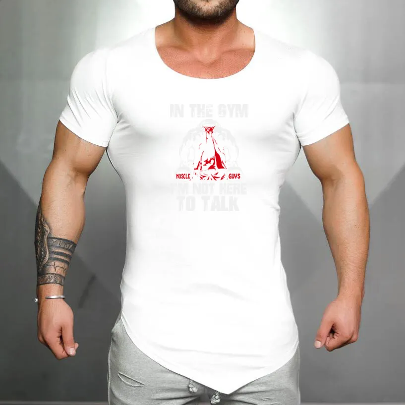 Märke Cotton Mens Gymkläder Manlig Slim Fit T Shirt Man Fitness T-shirts Casual O-Neck T-shirts MuscleGuys Mens Tops Tees 210421