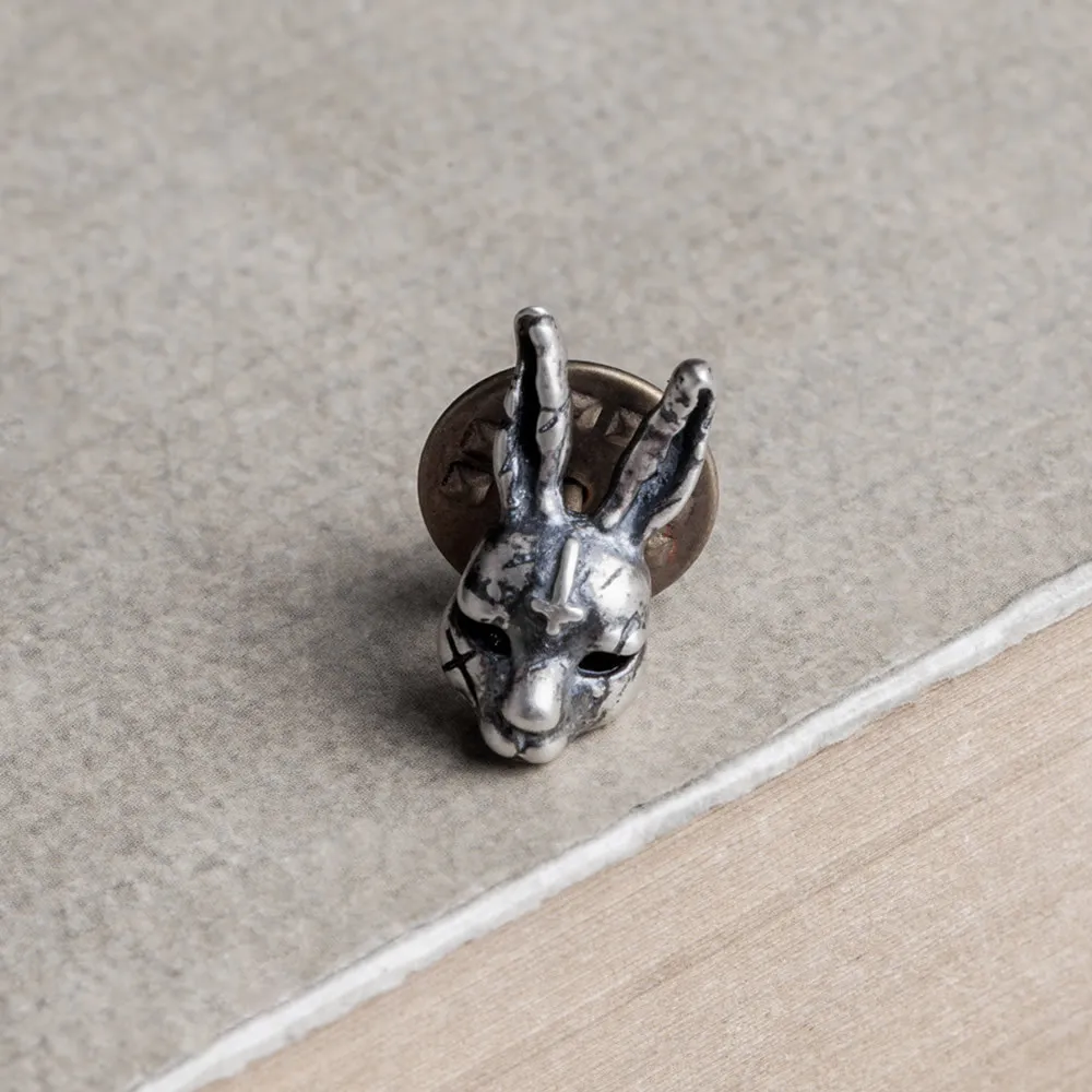 Punk Gothic Nicht-Mainstream-Stil 925 Sterling Silber Tier Kaninchen Brosche Kragennadel