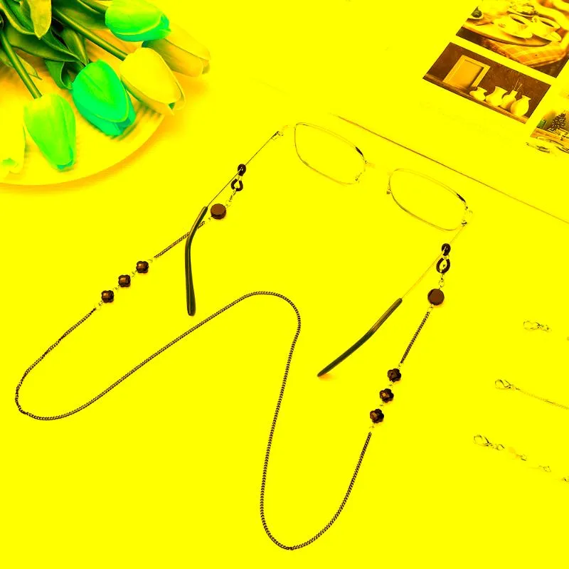 Solglasögon ramar metallfjärilglasskedjor Kvinnor Långt lilla tusensköna för glasögonsladdhållare Rope Neck band Lanyard236f