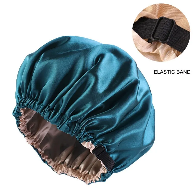 Nouveau bonnet de cheveux en satin pour dormir invisible plat imitation soie ronde soins capillaires femmes chapeaux cérémonie bouton de réglage chapeau de nuit 1840494