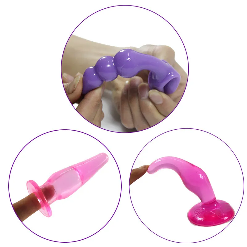 Massaggio 6 pzmorbido silicone gelatina anale dildo butt plug massaggiatore prostatico prodotti adulti perline giocattoli sessuali coppia