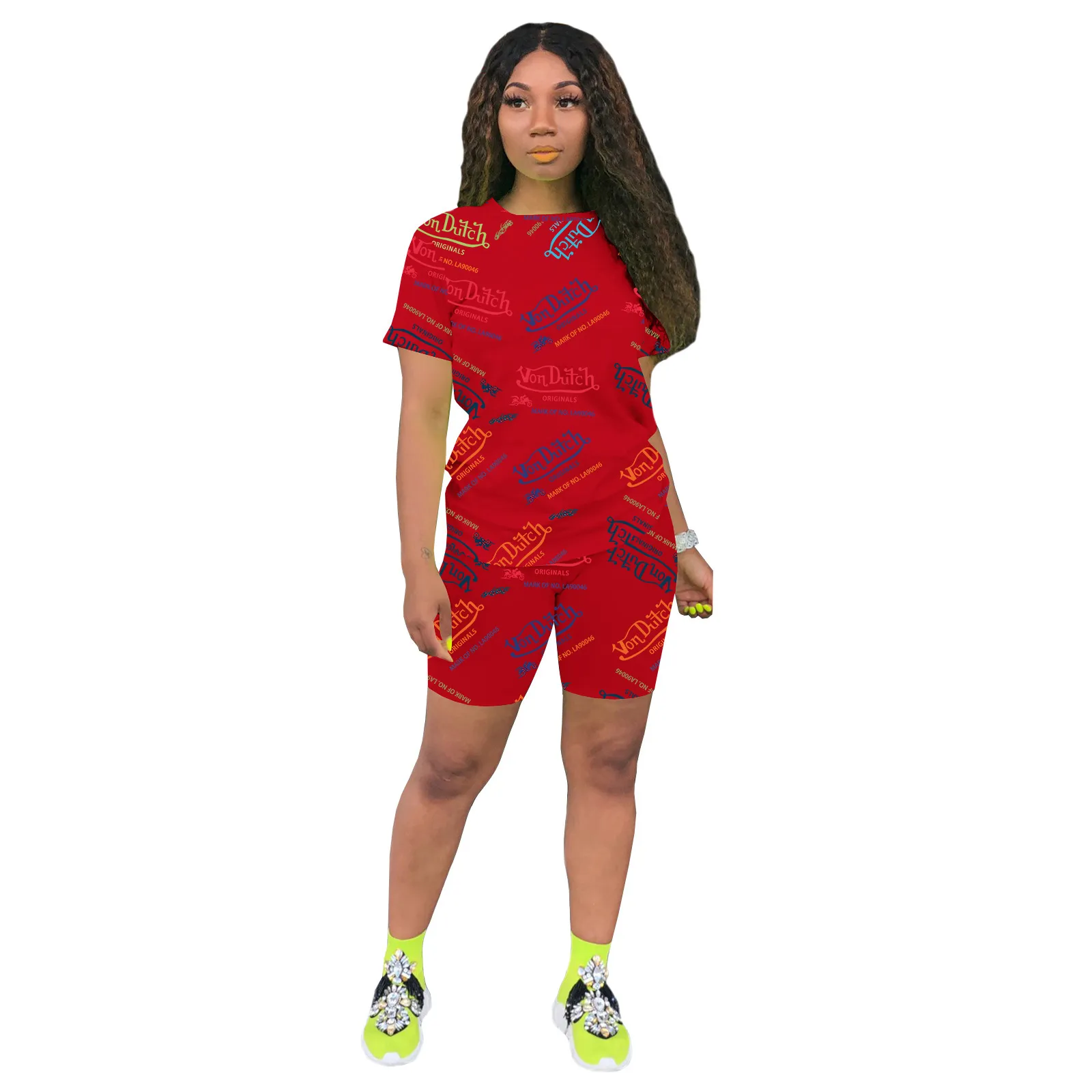 Femmes Ensembles Vêtements Black Girl Streetwear Lettre Imprimer T-Shirt Top Et Pantalons De Survêtement Biker Shorts Casual Home Wear Survêtement 210525