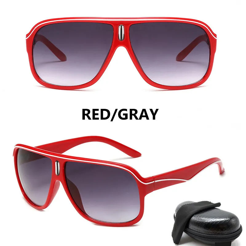 2022 okulary przeciwsłoneczne Mężczyźni z okularami pudełko Big Black Red Line Frame Vintage Retro Summer Outdoor Sport