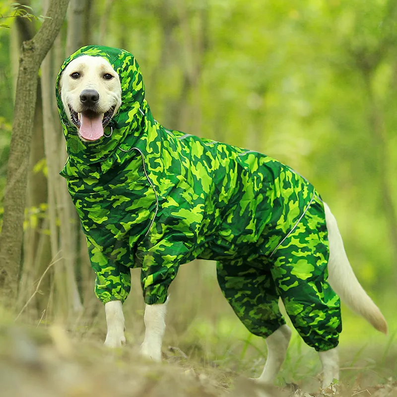 Cão de estimação raincoat reflexivo impermeável zíper roupas alto pescoço macacão com capuz para pequenos cães grandes macacões chuva capa lak lakrador