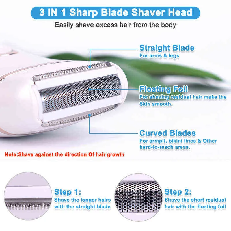 Epilator USB recargables mujeres sin dolor barba eléctrica remoción para el cabello Máquinas de afeitar de las mujeres portátil Trimmer hembra LCD 220225