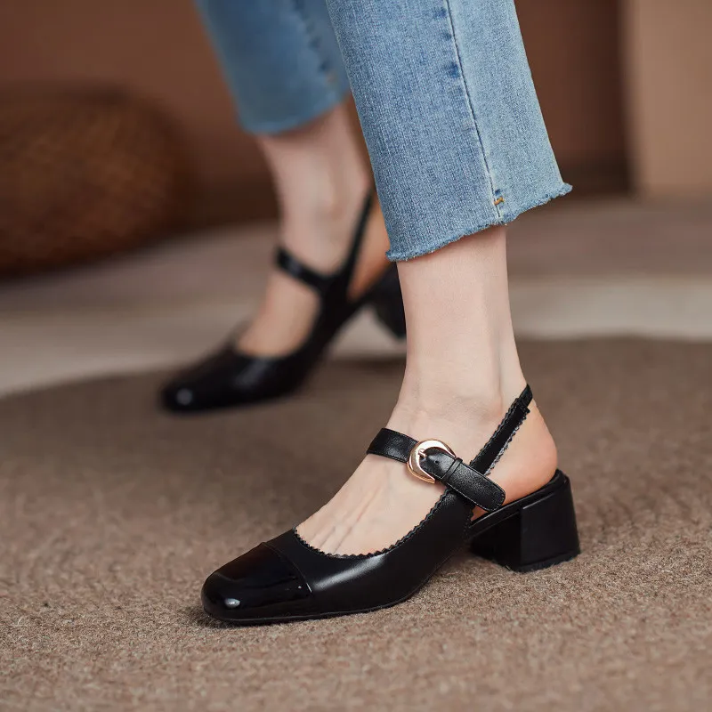 MORAZORA arrivée femmes sandales en cuir véritable sandales pour femme été boucle peu profonde mode fête chaussures noir 210506