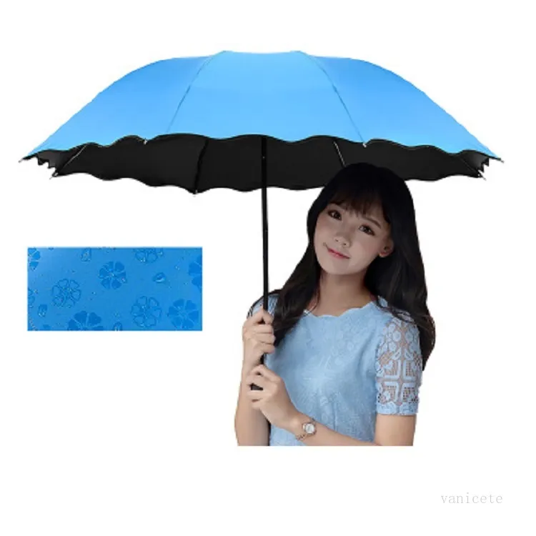 Parapluie anti-UV anti-poussière à 3 plis pare-soleil parapluie magie fleur dôme crème solaire parapluies portables T2I52165
