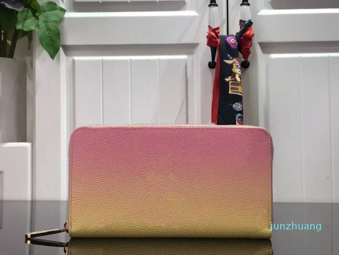 Дизайнер- Женские сумки спечатаны стандартные длинные молнии кошельки, доступные в 2 цветах Pink Blue264D