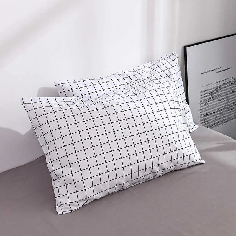 Plaid Stripes Comfortable Polyester Bedding Set Printing Sanding Duvet Cover Set, Duvet Cover + 1/Pillowcases 211007