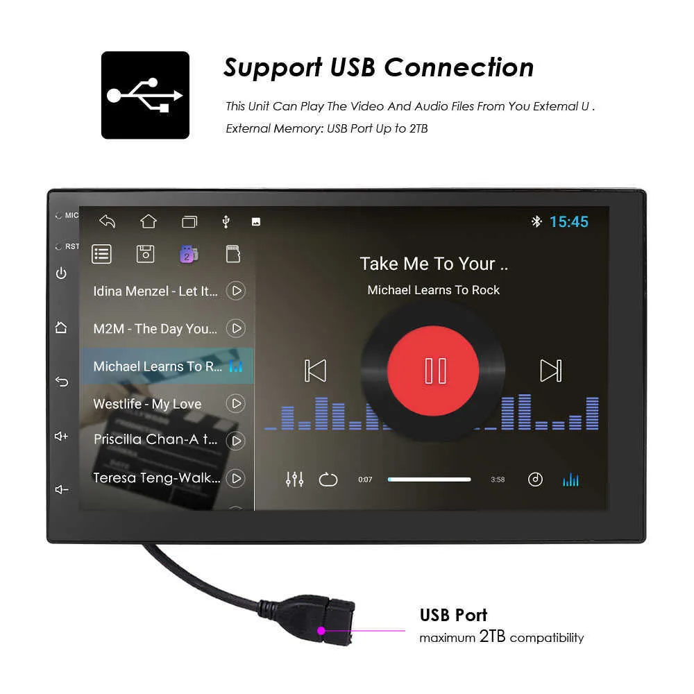 Quad Core 7 ''タッチスクリーンAndroid 10ユニバーサルカーステレオGPSナビゲーションBluetooth Wifi 4G DAB+ OBD SWC DVR FM MAP