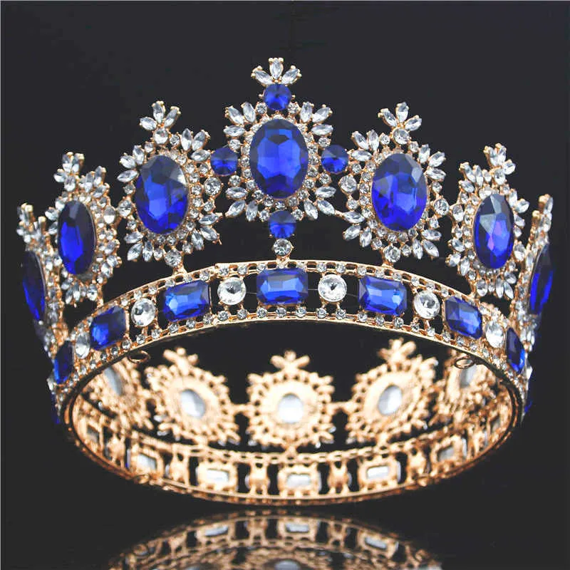 Barok Büyük Tiara Taç Rhinestone Kristal Büyük Diadem Gelin Düğün Saç Takı Tiaras Ve Taçlar Headdress Saç Süsler X0625